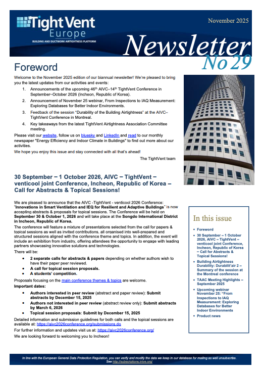 TightVent Newsletter November 2025